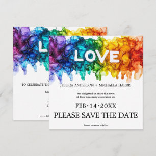 🌈 🐦 スクエアLGBTQ Painted With Love ウェディング セーブザデート