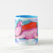 スクエアStreater著飛んでいるなブタオリジナルの芸術 マグカップ (中央)