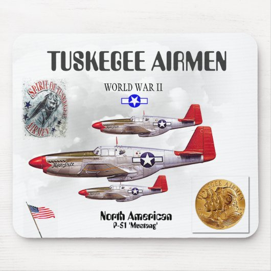 スクエアTUSKEGEEのパイロット-301stの戦闘機。- WW II マウスパッド (正面)