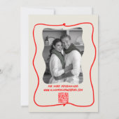 スクックルハンドモダンドロードドードル赤ベージュ色結婚ズ 招待状 (裏面)