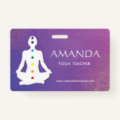 スクハスナポーズパープルマンダラチャクラ名バッジ バッジ (正面)