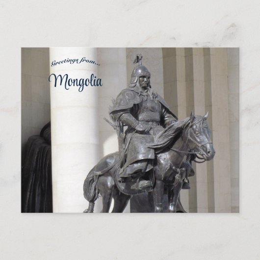 スクバートル広場モンゴルの戦士の像 ポストカード (正面)