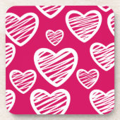 スクラはっきりしたブ赤と白ルハートパターン コースター (正面)