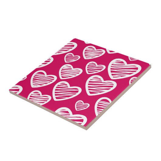 スクラはっきりしたブ赤と白ルハートパターン タイル (側面)