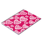 スクラはっきりしたブ赤と白ルハートパターン ノートブック (左側)