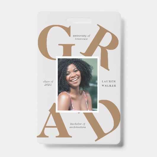 スクラはっきりしたースカラーの卒業発表 バッジ (正面)