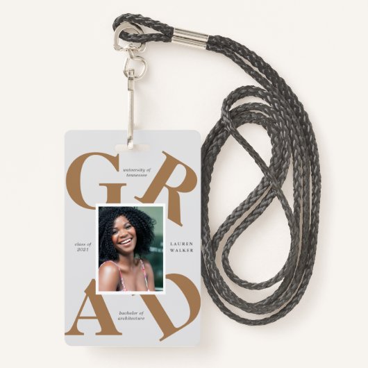 スクラはっきりしたースカラーの卒業発表 バッジ (正面ランヤード)