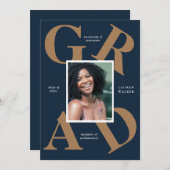 スクラはっきりしたースカラーの卒業発表 招待状 (正面/裏面)