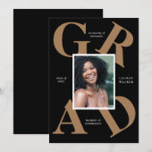 スクラはっきりしたースカラーの卒業発表 招待状 (正面/裏面)