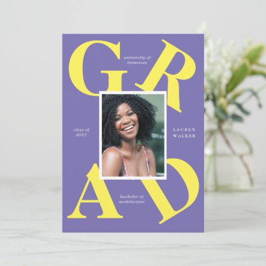 スクラはっきりしたースカラーの卒業発表 招待状 (スタンド正面)