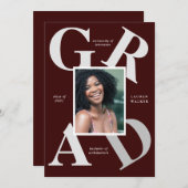 スクラはっきりしたースカラーの卒業発表 招待状 (正面/裏面)