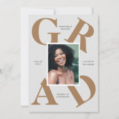 スクラはっきりしたースカラーの卒業発表 招待状 (正面)