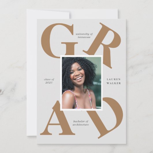 スクラはっきりしたースカラーの卒業発表 招待状 (正面)