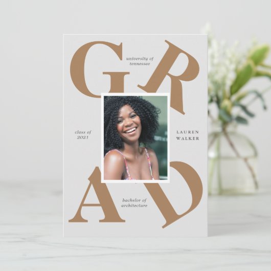 スクラはっきりしたースカラーの卒業発表 招待状 (スタンド正面)