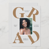 スクラはっきりしたースカラーの卒業発表 招待状 (正面/裏面)