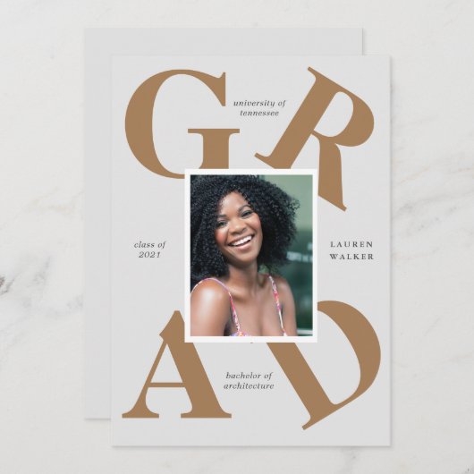 スクラはっきりしたースカラーの卒業発表 招待状 (正面/裏面)