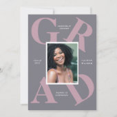 スクラはっきりしたースカラーの卒業発表 招待状 (正面)