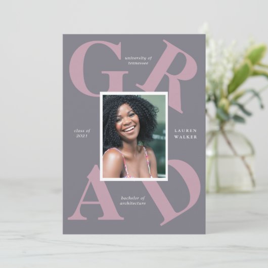 スクラはっきりしたースカラーの卒業発表 招待状 (スタンド正面)