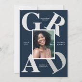 スクラはっきりしたースカラーの卒業発表 招待状 (正面)