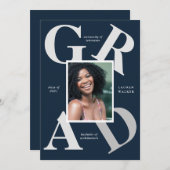 スクラはっきりしたースカラーの卒業発表 招待状 (正面/裏面)