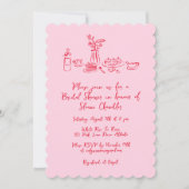 スクライブお洒落ルドールハンドドローブライダルシャワー 招待状 (正面)