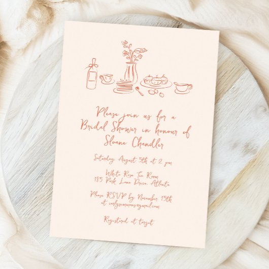 スクライブお洒落ルドールハンドドローブライダルシャワー 招待状