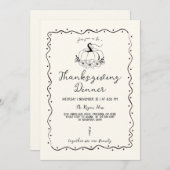 スクライブお洒落ル手描きカボチャ感謝祭 招待状 (正面/裏面)