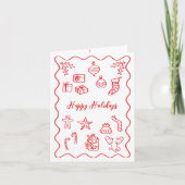 スクライブモダンルイラストレーションドードル赤と白 シーズンカード (正面)