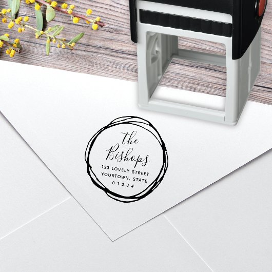 スクライブモダンルラウンド差出人住所 セルフインキングスタンプ