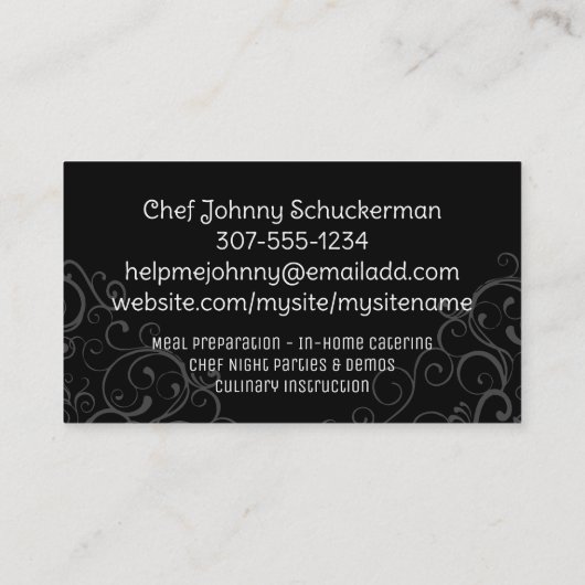 スクライブルカキエビのシーフードフォークケータリングパー 名刺 (裏面)