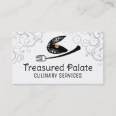 スクライブルカキエビのシーフードフォークケータリングパー 名刺 (正面)