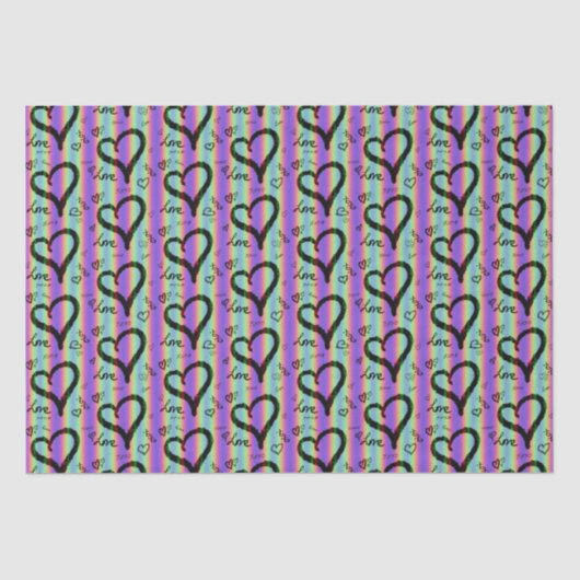 スクライブルラブクソハートストライプティッシュペーパー 薄葉紙 (正面)