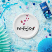 スクライブレッドレッドピンクハートスクリプトのバレンタインデー ペーパープレート (パーティー)