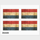 スクラッチおよび擦り切れたヴィンテージオランダフラグ 長方形シール (シート)