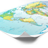 スクラッチされた世界地図 ポスター (角)