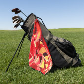 スクラッチされた赤いストリップの動きをシミュレート ゴルフタオル (グリーン)