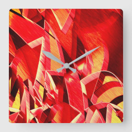 スクラッチされた赤いストリップの動きをシミュレート スクエア壁時計