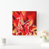 スクラッチされた赤いストリップの動きをシミュレート スクエア壁時計 (ホーム)