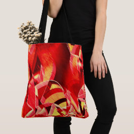 スクラッチされた赤いストリップの動きをシミュレート トートバッグ