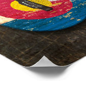 スクラッチとコロラド擦り切れた州旗アコースティックギター ポスター (角)