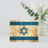 スクラッチと擦り切れたヴィンテージのイスラエル国旗 ポストカード (スタンド正面)