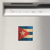 スクラッチと擦り切れたヴィンテージのキューバ国旗 マグネット (インサイチュ (食洗機))