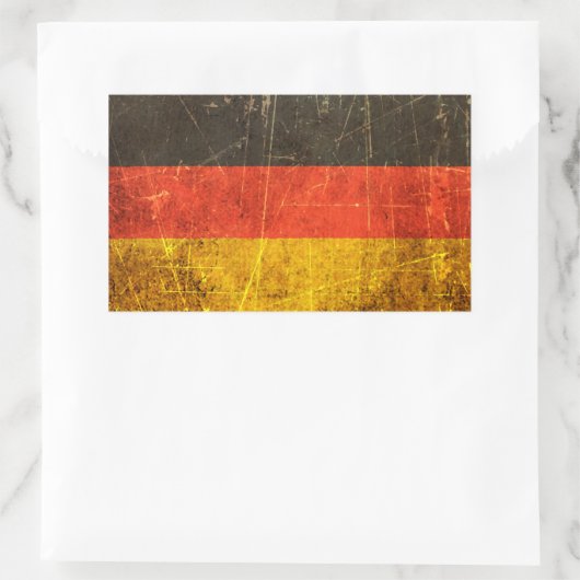 スクラッチと擦り切れたヴィンテージのドイツ国旗 長方形シール (バッグ)