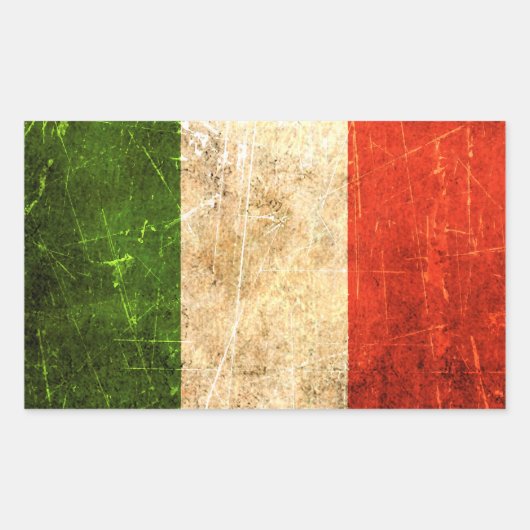 スクラッチと擦り切れたヴィンテージイタリアンフラグ 長方形シール (正面)