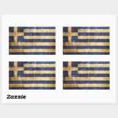 スクラッチと擦り切れたヴィンテージギリシャ国旗 長方形シール (シート)