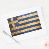 スクラッチと擦り切れたヴィンテージギリシャ国旗 長方形シール (封筒)