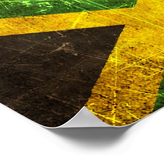 スクラッチと擦り切れたヴィンテージジャマイカ国旗 ポスター (角)