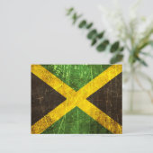 スクラッチと擦り切れたヴィンテージジャマイカ国旗 ポストカード (スタンド正面)