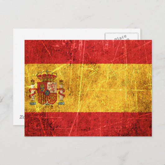 スクラッチと擦り切れたヴィンテージスペインのフラグ ポストカード (正面/裏面)