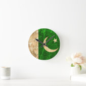 スクラッチと擦り切れたヴィンテージパキスタン国旗 ラウンド壁時計 (ホーム)